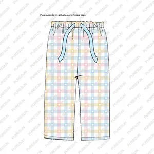 Puresun 사용자 정의 2024 발렌타인 데이 의류 하트 인쇄 바지 남성 니트 남성 가족 매칭 잠옷