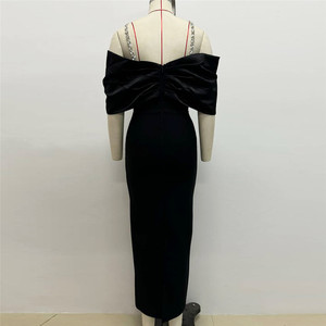 25 Customized Design Romantic Charming Evening Party Dress Satin Pleated Natural Ball Gown High Halter Solid Color <b>Long</b> Sleeved - Product Image 3