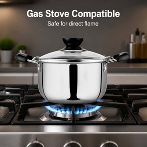 Ensemble de cuisine classique écologique en acier inoxydable 5 pièces avec casserole, poignée et couvercle transparent - Product Image 4