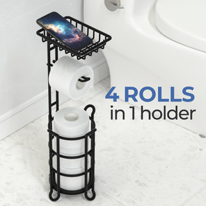 Porte-papier toilette noir amovible sur pied, organiseur de mouchoirs pour salle de bain, solution de rangement pour salle de bain - Product Image 4