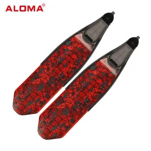 ALOMA 패턴 로고 스피어 낚시 긴 지느러미 OEM CE 5 크기 36-46 TPR 발 포켓 탄소 섬유 프리 다이빙 핀 스쿠버 다이빙