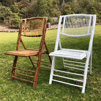 Vente en gros d'usine de chaise pliante en bambou rotin osier hôtel fête événement pliant en plein air bambou banquet salle à manger chaise de jardin