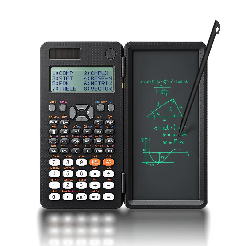 Solar Flip Top Notepad 16 digit kantor sekolah Lcd papan tulis grafik kalkulator ilmiah bantalan baterai 12 Dual Power Supply