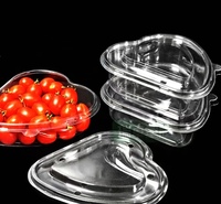 Boîte à fruits en plastique PET en forme de cœur, recyclable, de qualité alimentaire, pour fruits et légumes