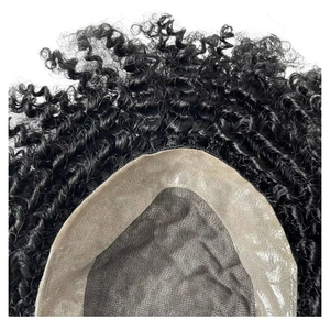 Sistem rambut wig Afro pria, stok tersedia harga grosir untuk pria hitam gelombang 6mm kait Bengal blok rambut hitam stok pria - Product Image 4