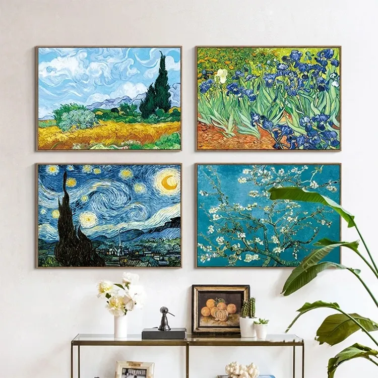 Van Gogh Oil Painting Works Sunflower Apricot Abstract Canvas Art Print Poster Picture Wall House Decoration Murals