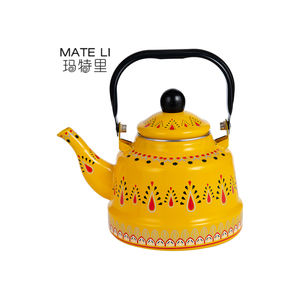 Bouilloire en émail bouillant de l'eau de camping de 1,1 L rétro nouveau style avec logo personnalisé théière en carbone émaillée pour la maison - Product Image 1