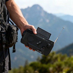 Hot-Selling Outdoor Emergency Portable Radio <b>LED</b> <b>Flashlight</b> ABS Material Solar Powered Hand Crank Charging Power Bank for - Product Image 3