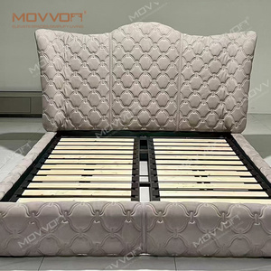 Кровать размера «<span class=keywords><strong>King</strong></span>-Size» в американском роскошном стиле, в европейском стиле, Высококачественная двуспальная кровать из массива дерева, мягкая кожаная кровать - Product Image 2