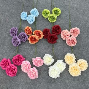 Fleurs artificielles en soie Pingping à 3 têtes, décorations de mariage, toile de fond pour banquets d'hôtel - Product Image 1