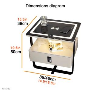 Comodino con Piano in Vetro, <span class=keywords><strong>Tavolino</strong></span> da <span class=keywords><strong>Letto</strong></span> con Stazione di Ricarica e Cassetti con Serratura a Combinazione, Comodino con Vano Portaoggetti <span class=keywords><strong>per</strong></span> Camera da <span class=keywords><strong>Letto</strong></span> - Product Image 6