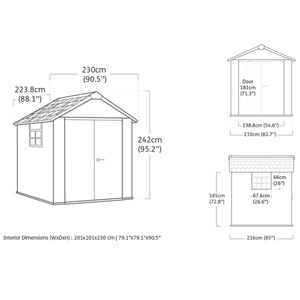 Casetta da Giardino Keter Oakland 229x223.5x242H Cm Effetto Legno Spazzolato Grigio Duotech per Stoccaggio - Product Image 2