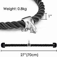 Accesorio de Cuerda para Tríceps con Mosquetón para Sistema de Poleas de Gimnasio, Entrenador de Bíceps y Tríceps para Polea de Tracción, Accesorios de Equipo de Fitness