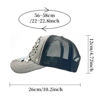 Casquette de baseball perforée couleur bronze avec strass irisés pour fêtes, vente en gros