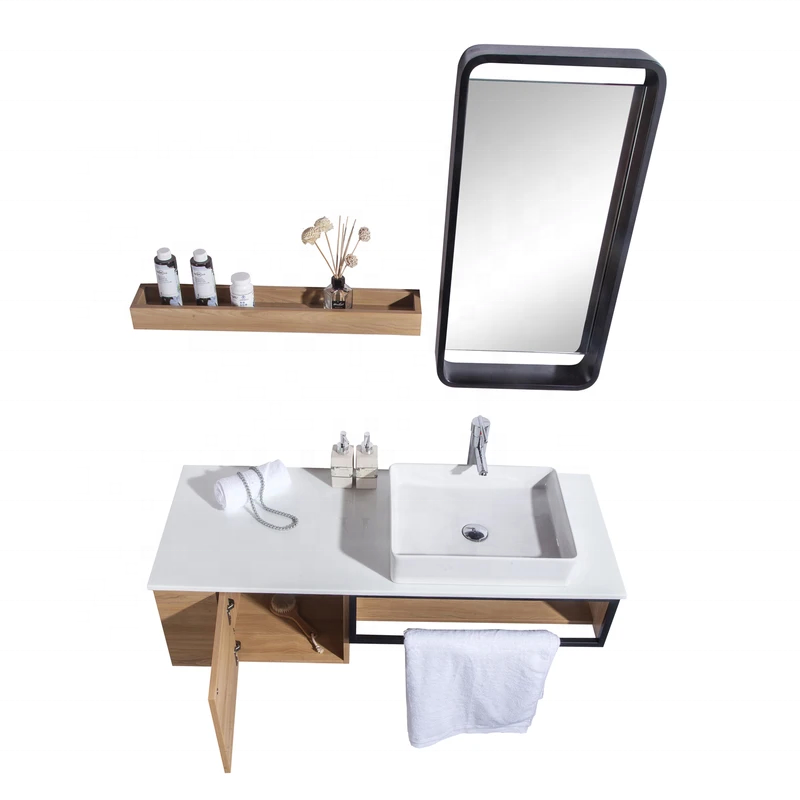 Nouveau 48 Pouces Mur Simple Vasque Vanité de Salle De Bain En Bois avec Porte-Serviettes
