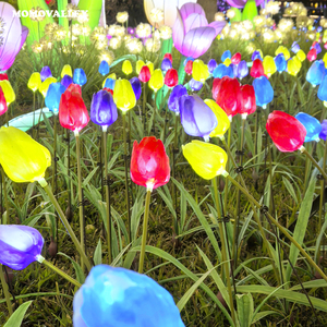 All'ingrosso piante Led luci Decorative tulipano tocco artificiale tulipano fiore giardino con steli all'aperto decorazione natalizia - Product Image 4