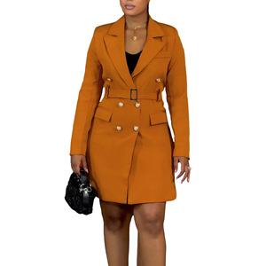 Completo <span class=keywords><strong>Blazer</strong></span> da Donna Tinta Unita Manica Lunga Collo <span class=keywords><strong>a</strong></span> Risvolto Doppiopetto con Bottoni Abito <span class=keywords><strong>Blazer</strong></span> con Tasche - Product Image 6