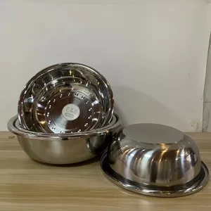 Mangkuk cuci besar Stainless Steel, mangkuk bulat logam besar untuk dapur