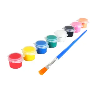 Xinbowen Factory Direct Selling DIY Children 8 Pot Strips 3ML Set Eco Friendly Acrylic Paint With Plastic Paintbrushes