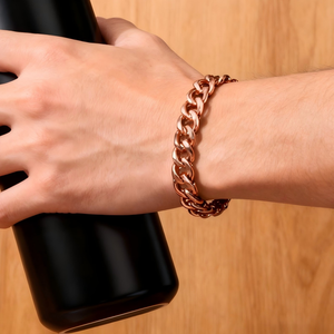 स्वास्थ्य उपचार के लिए ठोस कॉपर क्यूबन चेन लिंक ब्रैसलेट लिंक ब्रेसलेट - Product Image 1