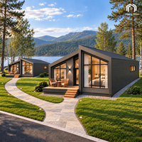 Maisonnette modulaire préfabriquée prête à vivre, extensible, à structure triangulaire en acier, mobile, pour projets de développement résidentiel et de stations balnéaires