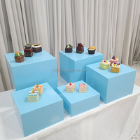 Support de présentation de desserts en métal Furun Factory, cube carré bleu, rehausseurs de buffet pour la restauration, décoration de mariage, fête à domicile