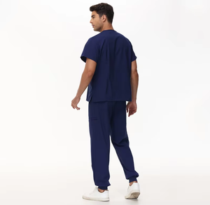 Conjunto de Uniformes Médicos de Manga Corta para Hombre: Parte Superior Ligera y Transpirable con Cuello en V y Pantalones para Dentistas, Cirujanos, Uniformes de Clínica - Product Image 3