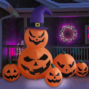 Sombrero de Bruja Morado Inflable con Calabazas Pequeñas para Decoración de Jardín Exterior y Ambiente de Halloween - Product Image 3