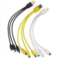 Cable de Carga Corto 3 en 1 de 20 cm, IOS, Micro USB, Tipo C, Carga Rápida de 2 A para Teléfono Celular, Banco de Energía, Viajes, Negro, Blanco, Amarillo, Se Acepta OEM