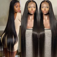 Perruque en cheveux humains vierges indiens bruts, densité 180%, avec dentelle frontale complète HD transparente naturelle, vente en gros