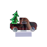 Veilleuse à néon en forme de voiture avec miroir infini Enseigne néon de table en PVC Lumières de Noël avec batterie AAA alimentée