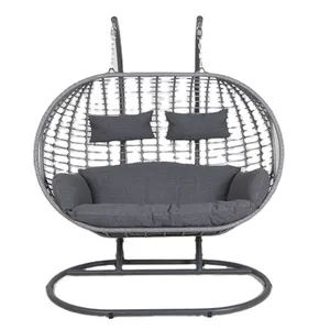 Joyeleisure bahçe mobilyaları çelik Rattan asılı çift yumurta sandalye