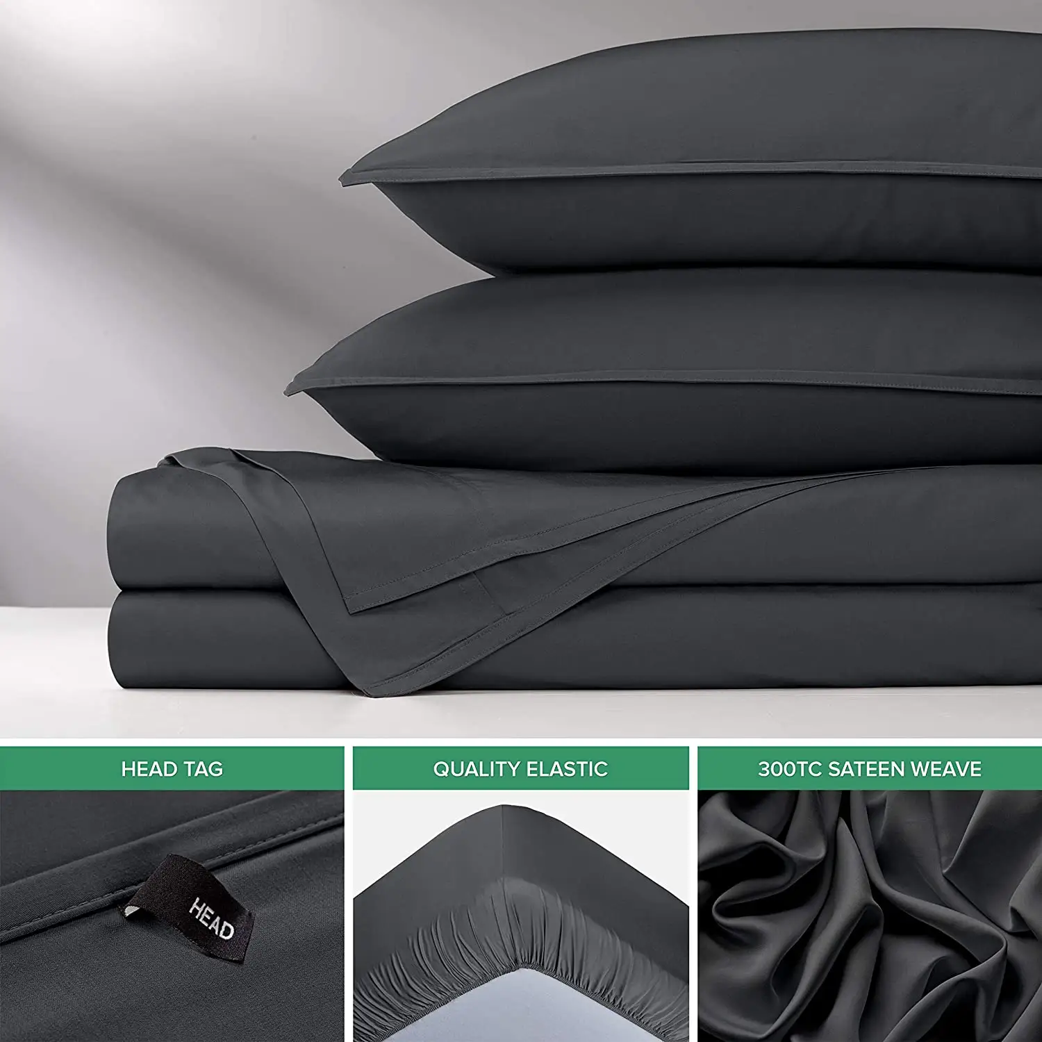Cloudland Bambu Bed Sheets Sets 4 Peças Conjunto de Cama Atacado 100% Bambu Orgânico Equipado bedsheet conjunto Carvão Viscose
