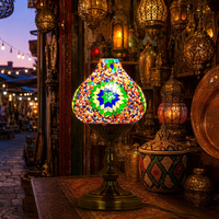 Lampe de table en verre mosaïque marocaine turque artisanale colorée Marrakech