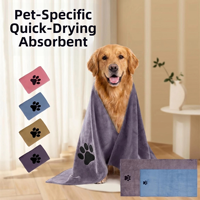 Serviette pour animaux de compagnie personnalisée de luxe en microfibre absorbante, portable, douce, avec logo brodé, lavable à la main, pour chiens et chats