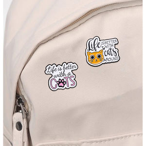 Sming Pins Eu só quero pet os gatos A vida é melhor com gatos ao redor. Liga lapela emblema Animal broche Mini Moq personalizado - Product Image 3