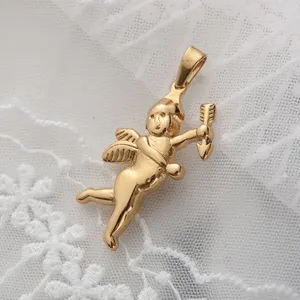 Atacado Jóias 18K Banhado A Ouro Aço Inoxidável Angel Wings Pingentes Asas de Um Anjo Encantos Pingente DIY Fazendo Jóias