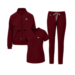 卸売 3 in 1 長袖トップス ジョガーパンツ 医療病院 看護師スクラブユニフォーム 男女兼用 ナーススクラブ ジャケットセット - Product Image 4