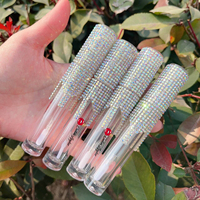 Contenant à Brillant à Lèvres Rond Transparent Vide en Gros avec Strass, Étiquette Privée