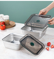 Nouvel ensemble de contenants alimentaires en acier inoxydable 304 avec couvercle en plastique, grand format, compatible micro-ondes, pour restaurant, cuisine, traiteur, repas