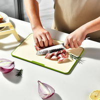 Juego de 3 Tablas de Cortar para Cocina, Tabla de Cortar de PP Apta para Lavavajillas, Libre de BPA, Tabla de Cortar Reversible de Colores con Soporte