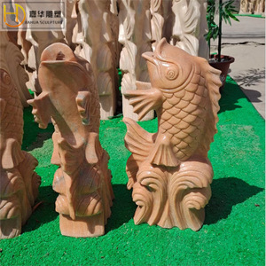 Fuente de agua con estatua de carpa tallada en piedra Jia Hua, estilo asiático, duradera, decoración para jardín exterior. - Product Image 4