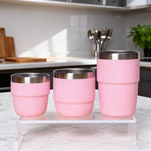 Оптовая продажа: Индивидуальные мини-чашки для эспрессо из нержавеющей стали (4 унции, 6 унций, 8 унций) с керамическим покрытием и магнитной крышкой - Product Image 2