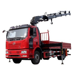 รถบรรทุกติดเครน FAW J6 4x2 ขนาด 10 ตัน 12 ตัน พร้อมบูมยืดไสลด์สำหรับขนส่งวัสดุ - Product Image 1