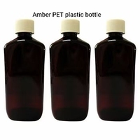 En stock, bouteilles de sirop contre la toux en plastique PET de 16 oz, rondes ou carrées, marron, avec bouchons CRC et étiquettes