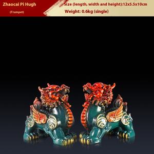 Paire de <span class=keywords><strong>Figurines</strong></span> Pixiu en cuivre pur Décoration de la maison et du bureau pour la collecte de richesses Ornements en métal sculptés à la main - Product Image 5