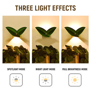 Applique murale en forme de feuille avec télécommande rechargeable, 3 modes d'éclairage, gradation progressive, couleur RGB, applique murale LED moderne pour chambre à coucher B22 - Product Image 6