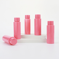 Nouvelle Arrivée 2026 – Bouteille en Plastique Ronde Droite Rose Vif de 50 ml Personnalisée pour Pilules, Bonbons ou Compléments Alimentaires avec Bouchons à Vis – Couleur Rose