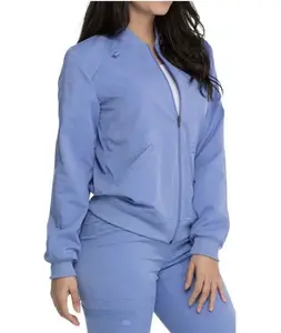 zipper wholesale nursing uniform fashion scrub uniform set with jacket manufacturer women hospital uniforms for tall women