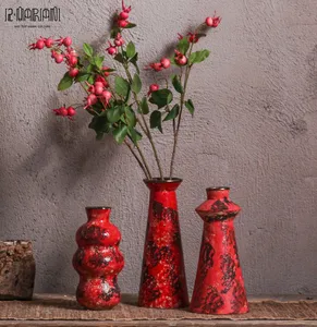 Nordic Morden Art Decor Unique Red Home Decor Luxury Ceramic Vase Vase For Living Room